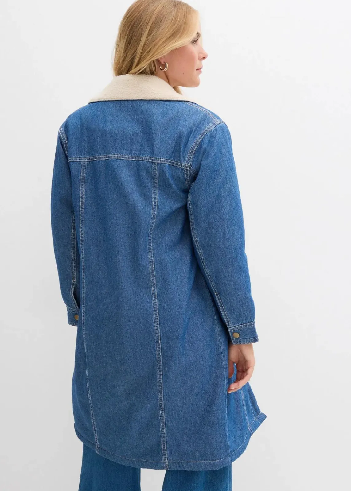 bonprix Bekleidung·Hosen|Jacken & Mäntel^Denim-Wintermantel, warm gefüttert mit Teddy blau denim used
