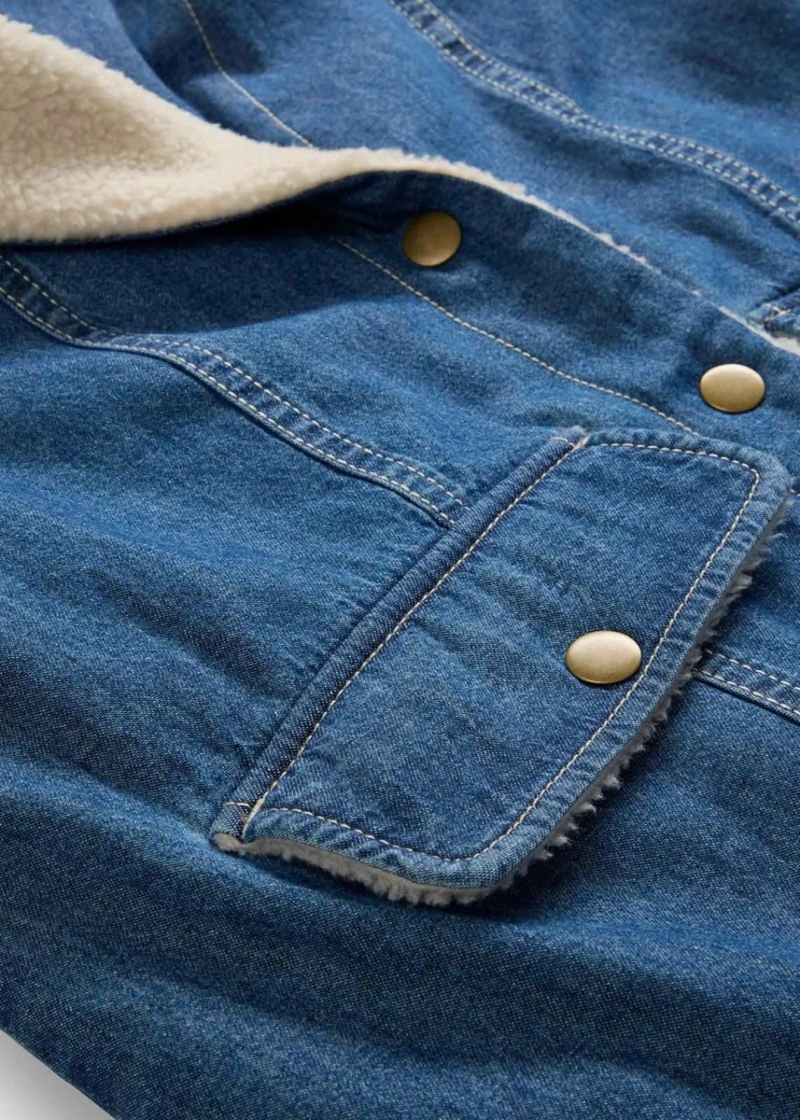 bonprix Bekleidung·Hosen|Jacken & Mäntel^Denim-Wintermantel, warm gefüttert mit Teddy blau denim used