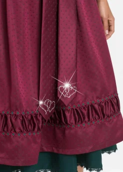 bonprix Kurzgrößen|Bekleidung·Pullover & Strickjacken^Dirndl mit bestickter Satin-Schürze (2-tlg.Set) magenta/tiefgrün/schwarz/mattviolett/wollweiß bedruckt