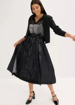 bonprix Bekleidung·Pullover & Strickjacken|Kleider^Dirndl mit glänzendem Mieder (2-tlg.Set) schwarz
