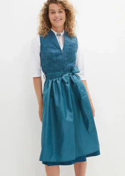 bonprix Bekleidung·Pullover & Strickjacken|Kleider^Dirndl mit Jacquardmuster und Schürze in Midilänge (2-tlg.Set) blaupetrol/mattpetrol