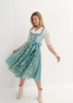 bonprix Kleider|Bekleidung·Pullover & Strickjacken^Dirndl mit Pailletten Schürze (2-tlg.Set) mineralblau