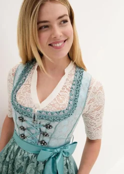 bonprix Kleider|Bekleidung·Pullover & Strickjacken^Dirndl mit Pailletten Schürze (2-tlg.Set) mineralblau