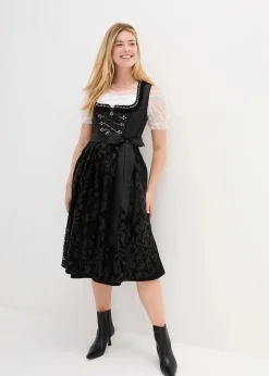 bonprix Kleider|Bekleidung·Pullover & Strickjacken^Dirndl mit Pailletten Schürze (2-tlg.Set) schwarz gemustert