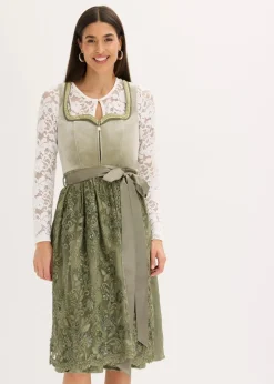 bonprix Bekleidung·Pullover & Strickjacken|Kleider^Dirndl mit Pailletten Schürze (2-tlg.Set) moosgrün/champagner