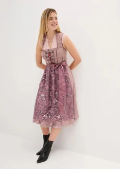 bonprix Bekleidung·Pullover & Strickjacken|Kleider^Dirndl mit Pailletten-Schürze rosenholzgemustert