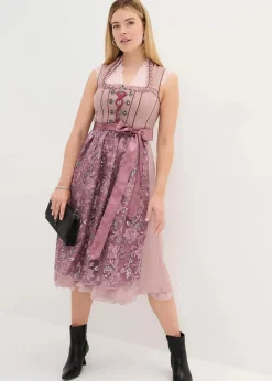 bonprix Bekleidung·Pullover & Strickjacken|Kleider^Dirndl mit Pailletten-Schürze rosenholzgemustert