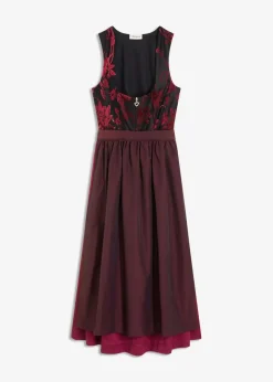 bonprix Bekleidung·Pullover & Strickjacken|Kleider^Dirndl mit Samt in Midilänge (2-tlg.Set) dunkelrot