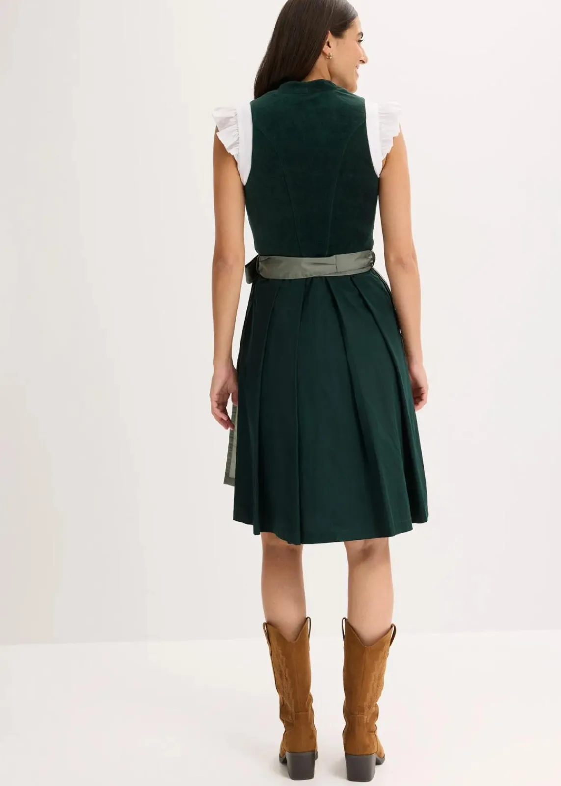bonprix Bekleidung·Pullover & Strickjacken|Kleider^Dirndl mit Samt-Mieder und Satin-Schürze (2-tlg.Set) dunkeloliv/oliv