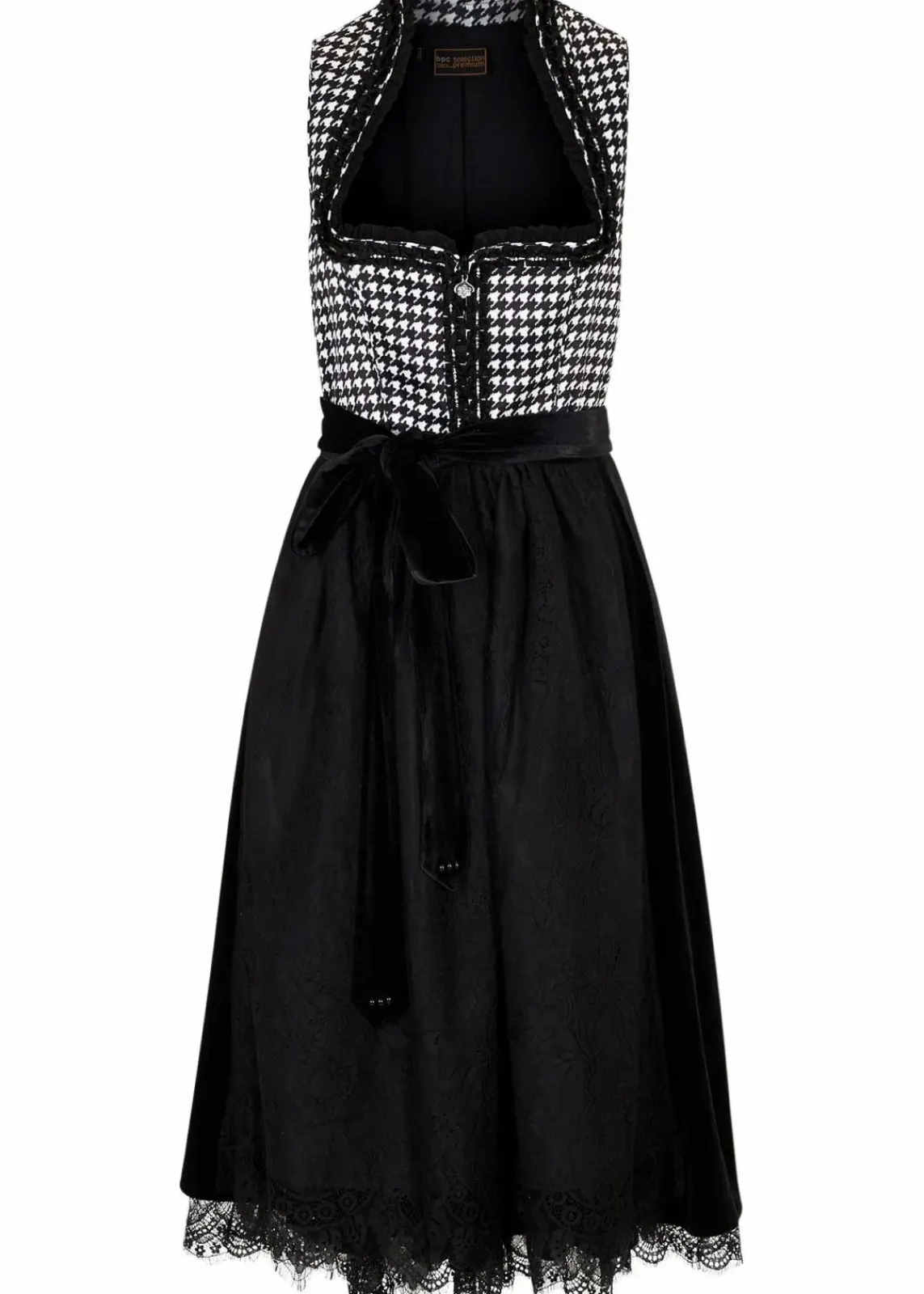 bonprix Bekleidung·Pullover & Strickjacken|Kleider^Dirndl mit Samtrock (2-tlg.Set) schwarz/wollweiß bedruckt