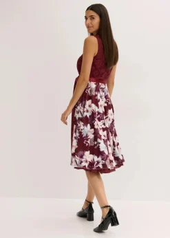 bonprix Kleider^Dirndl mit Stickerei und Samtrock (2-tlg.Set) rubinrot geblümt