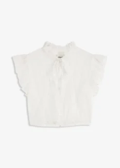bonprix Bekleidung·Jacken & Mäntel|Blusen & Tuniken^Dirndlbluse aus zartem Tüll mit Punktemuster weiß
