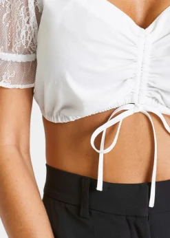 bonprix Bekleidung·Jacken & Mäntel|Blusen & Tuniken^Dirndlbluse mit Spitzenärmeln weiß