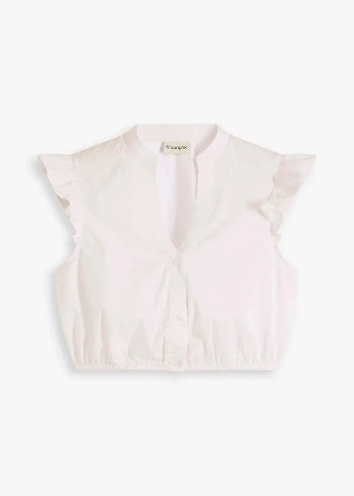 bonprix Bekleidung·Jacken & Mäntel|Blusen & Tuniken^Dirndlbluse mit Stehkragen und Rüschen-Ärmel weiß