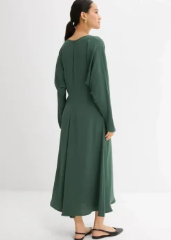 bonprix Bekleidung·Pullover & Strickjacken|Kleider^Drapiertes Midikleid schattengrün