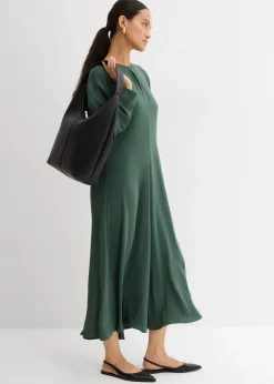 bonprix Bekleidung·Pullover & Strickjacken|Kleider^Drapiertes Midikleid schattengrün