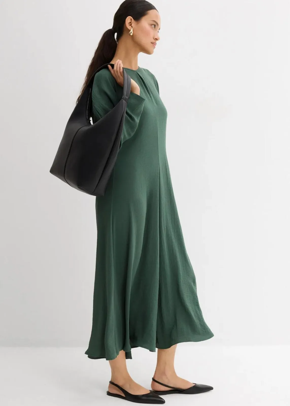 bonprix Bekleidung·Pullover & Strickjacken|Kleider^Drapiertes Midikleid schattengrün