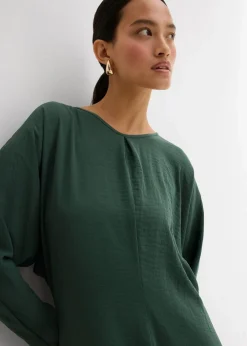 bonprix Bekleidung·Pullover & Strickjacken|Kleider^Drapiertes Midikleid schattengrün