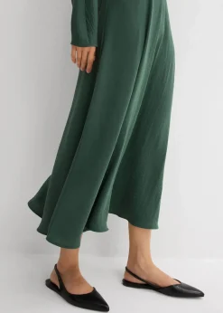 bonprix Bekleidung·Pullover & Strickjacken|Kleider^Drapiertes Midikleid schattengrün