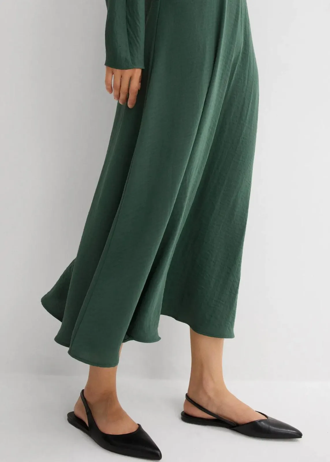 bonprix Bekleidung·Pullover & Strickjacken|Kleider^Drapiertes Midikleid schattengrün