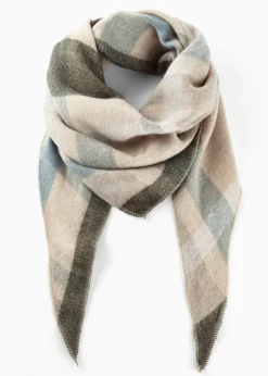 bonprix Schals & Tücher|Schuhe & Accessoires In Spezialgrößen·Tücher & Ponchos^Dreieckstuch beige/hellblau/dunkelgrau kariert