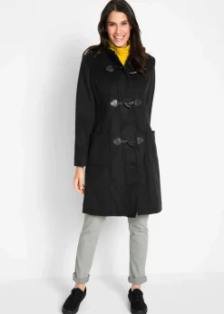 bonprix Bekleidung·Hosen|Jacken & Mäntel^Dufflecoat in Wolloptik schwarz