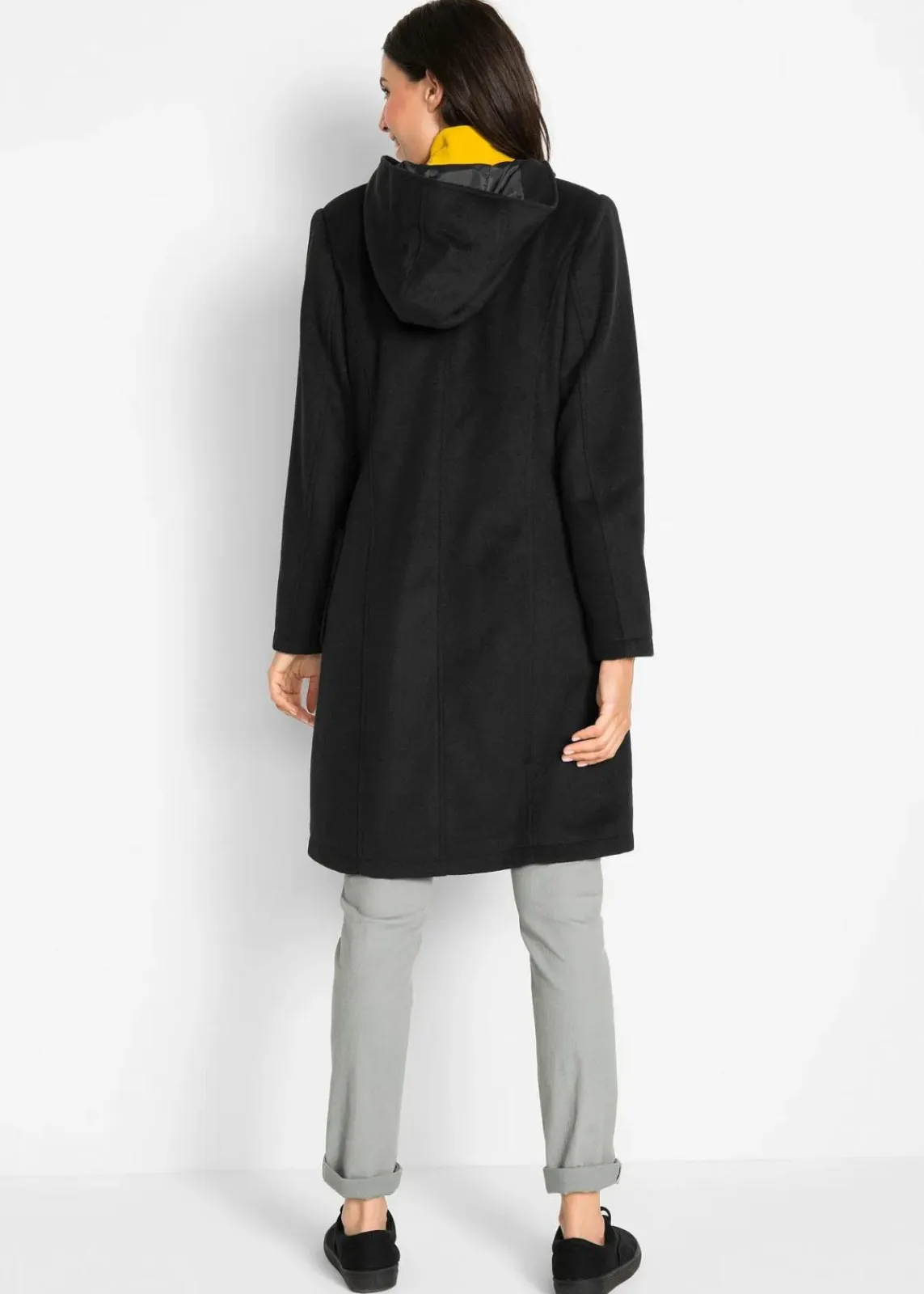 bonprix Bekleidung·Hosen|Jacken & Mäntel^Dufflecoat in Wolloptik schwarz