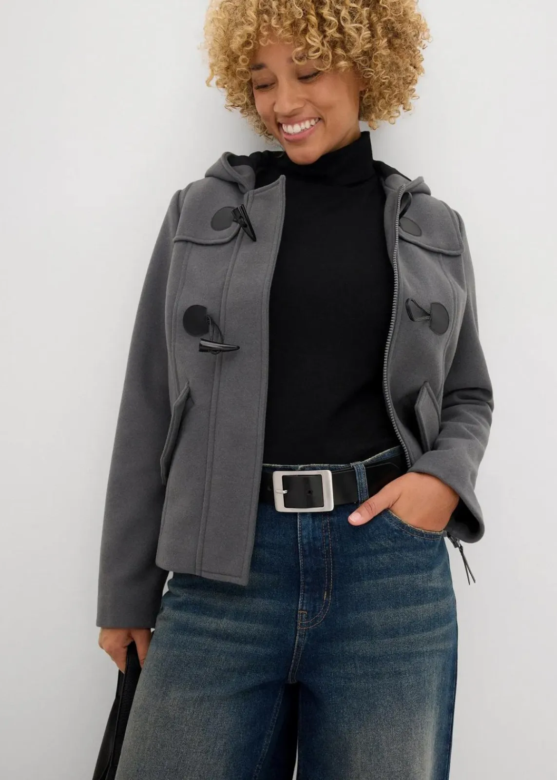 bonprix Bekleidung·Hosen|Jacken & Mäntel^Duffle-Jacke, Wollimitat anthrazit