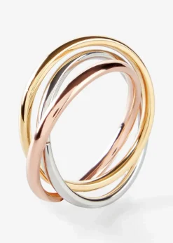 bonprix Schmuck|Schuhe & Accessoires In Spezialgrößen·Schmuck^Edelstahl-Wickelring Tricolor silberfarben rhodiniert/rosévergoldet/vergoldet