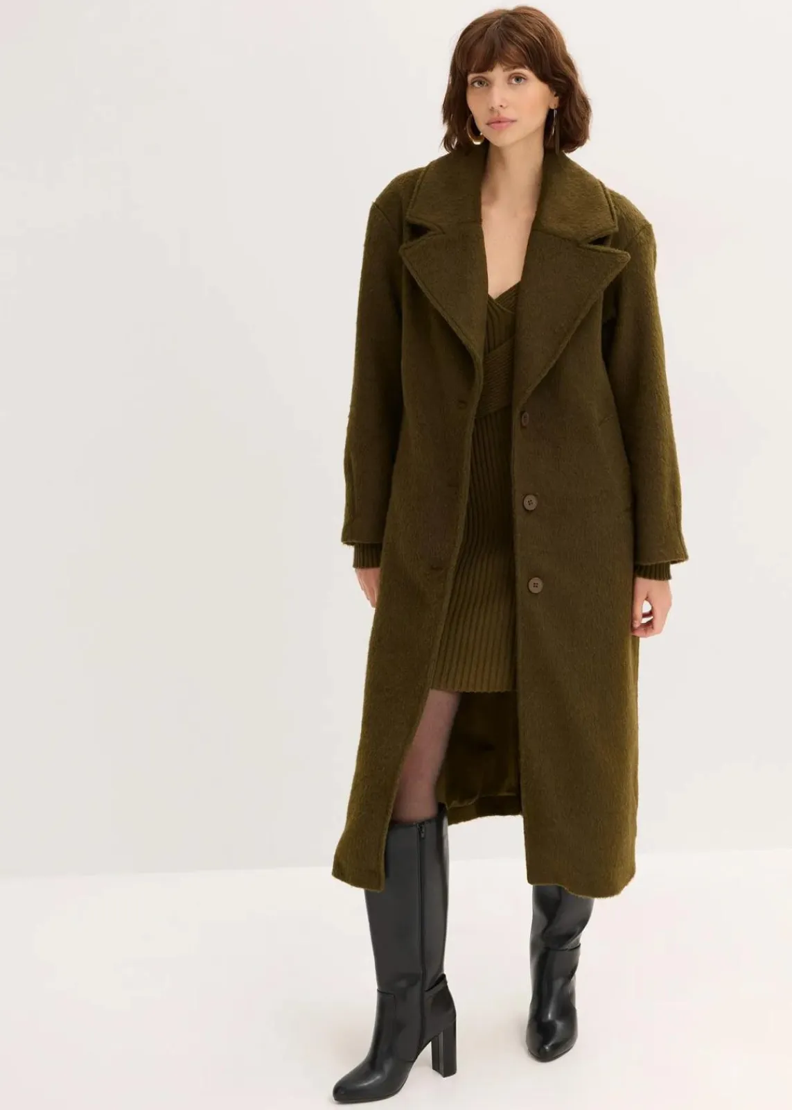 bonprix Bekleidung·Hosen|Jacken & Mäntel^Einreihiger Oversize-Mantel erdoliv