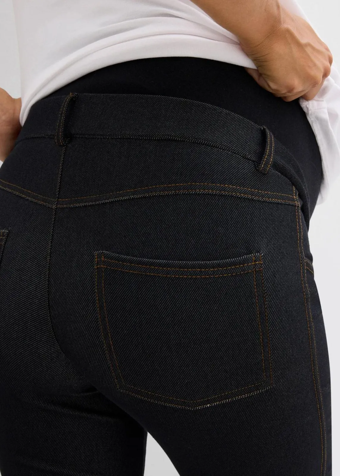 bonprix Bekleidung·Blazer|Umstandsmode^Elastische Umstands-Leggings in Jeansoptik schwarz denim