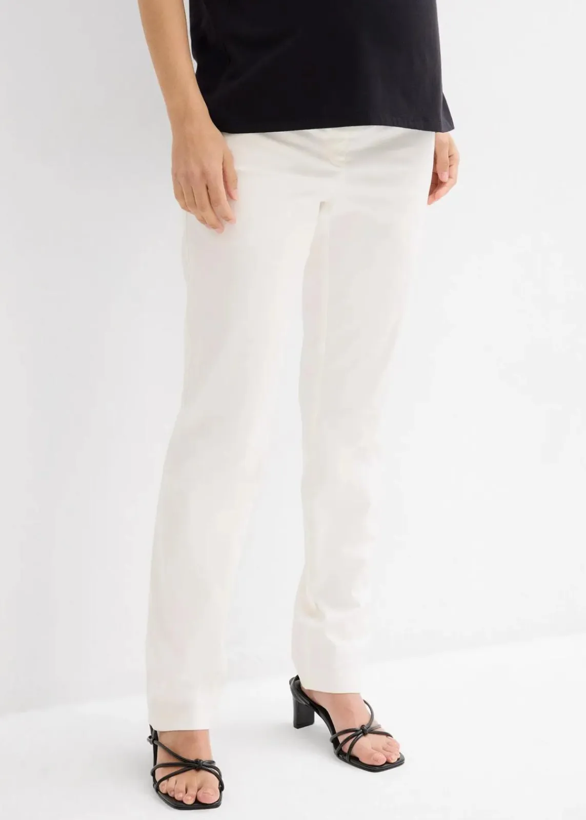 bonprix Bekleidung·Blazer|Umstandsmode^Elegante Umstandshose mit geradem Bein aus hautfreundlichem Baumwoll-Mix wollweiß
