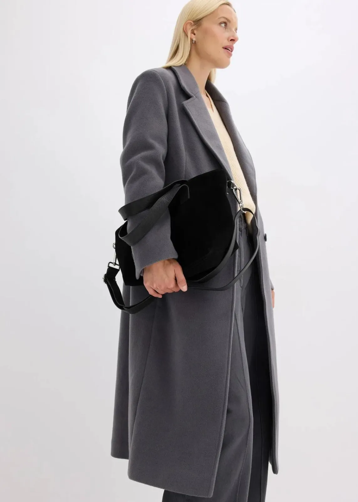 bonprix Bekleidung·Hosen|Jacken & Mäntel^Eleganter Zweireihiger Mantel schiefergrau