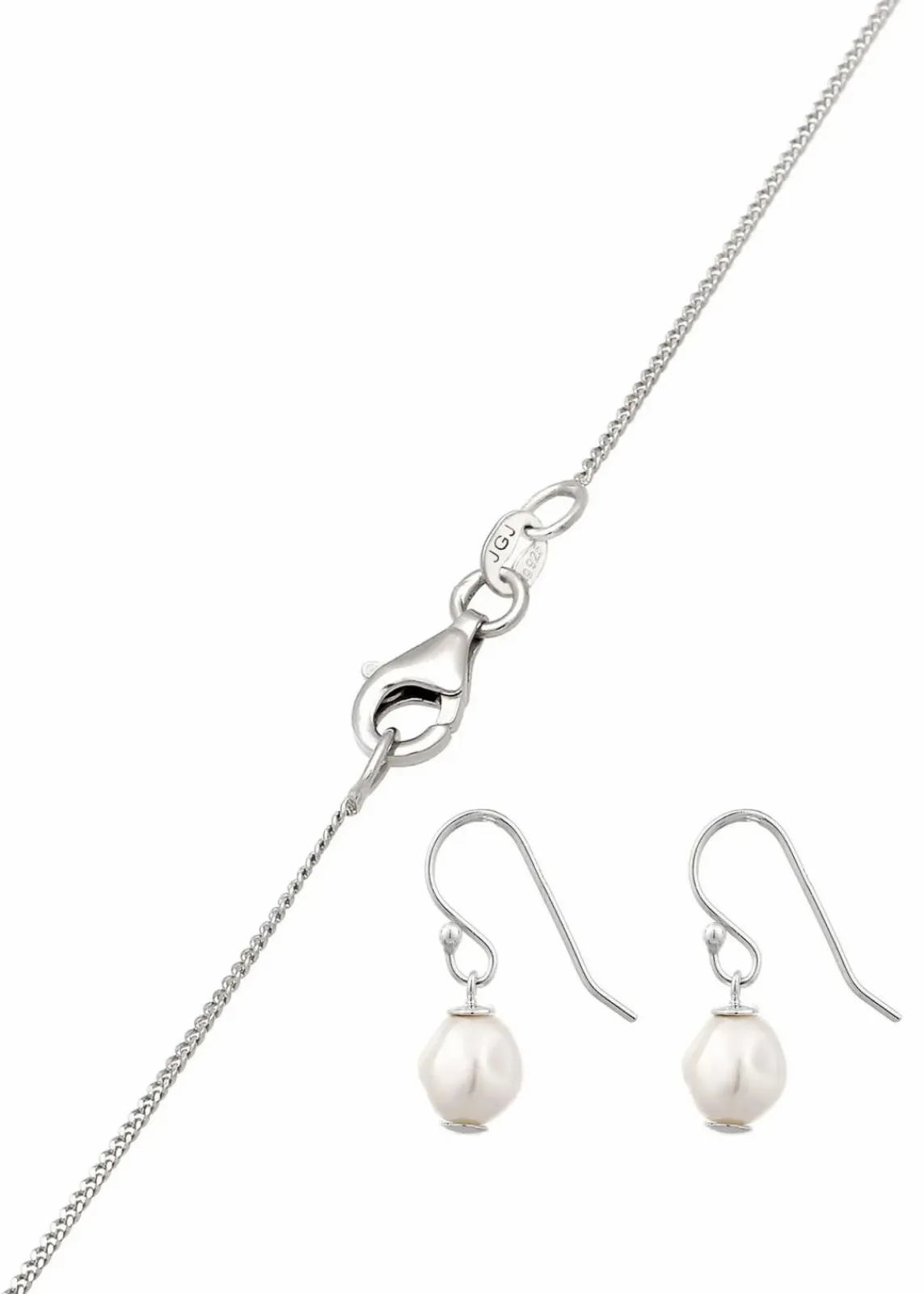 elli Schmuck|Schuhe & Accessoires In Spezialgrößen·Schmuck^Kette & Ohrringe aus 925er Sterling Silber (3-tlg. Schmuckset) silberfarben rhodiniert
