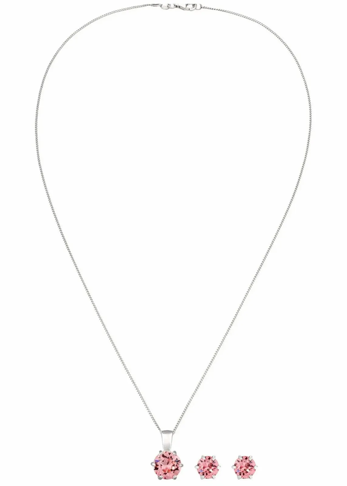 elli Schmuck|Schuhe & Accessoires In Spezialgrößen·Schmuck^Kette & Ohrringe aus 925er Sterling Silber (3-tlg. Schmuckset) silber/rosa