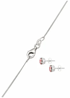 elli Schmuck|Schuhe & Accessoires In Spezialgrößen·Schmuck^Kette & Ohrringe aus 925er Sterling Silber (3-tlg. Schmuckset) silber/rosa