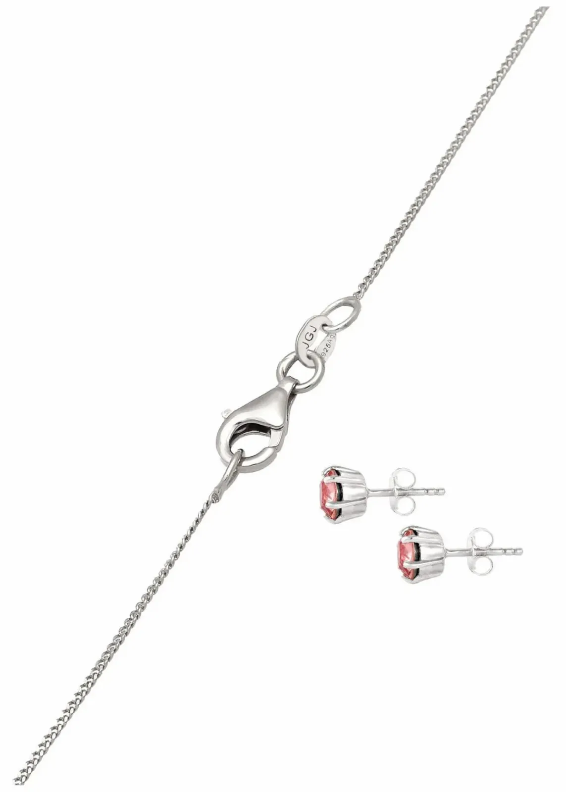 elli Schmuck|Schuhe & Accessoires In Spezialgrößen·Schmuck^Kette & Ohrringe aus 925er Sterling Silber (3-tlg. Schmuckset) silber/rosa