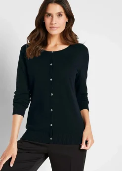 bonprix Pullover & Strickjacken|Basics^Enge Feinstrickjacke schwarz