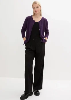 bonprix Bekleidung·Umstandsmode|Strickmode^Enge Feinstrickjacke dunkellila