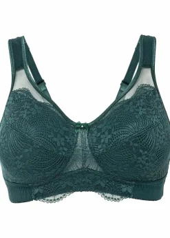 bonprix Wäsche·Baumwollunterwäsche|Wäsche·Große Cups D-H^Entlastungs-BH ohne Bügel mit Bio-Baumwolle und gepolsterten Trägern tiefgrün