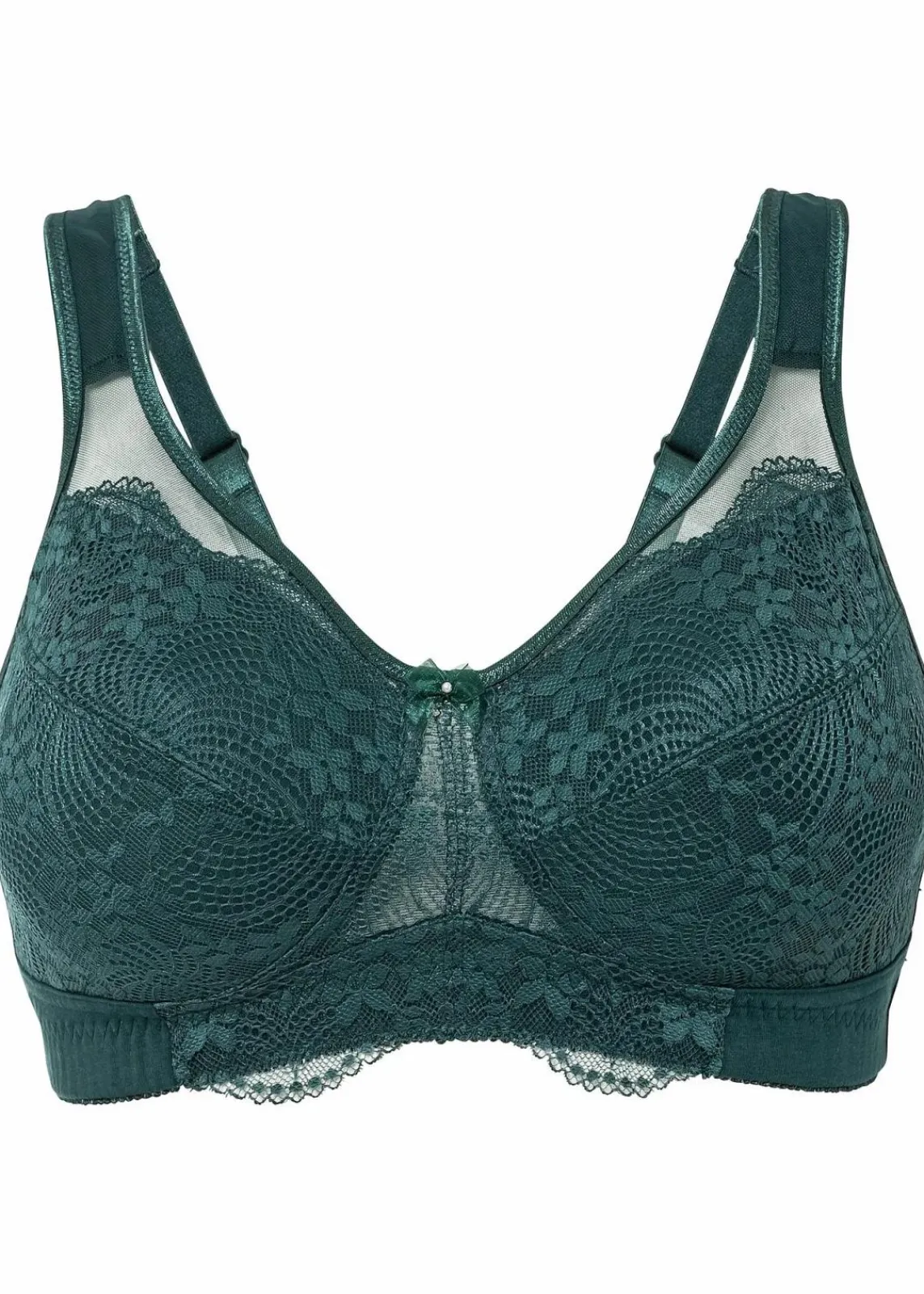 bonprix Wäsche·Baumwollunterwäsche|Wäsche·Große Cups D-H^Entlastungs-BH ohne Bügel mit Bio-Baumwolle und gepolsterten Trägern tiefgrün