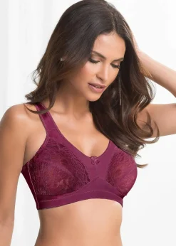 bonprix Wäsche·Große Cups D-H|Wäsche·Bhs^Entlastungs-BH ohne Bügel mit gepolsterten Trägern (2er Pack) schwarz+bordeaux