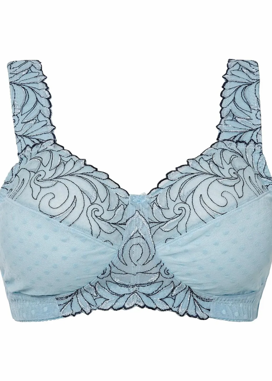 bonprix Wäsche·Große Cups D-H|Wäsche·Bhs^Entlastungs-BH ohne Bügel mit gepolsterten Trägern nebelblau/dunkelblau