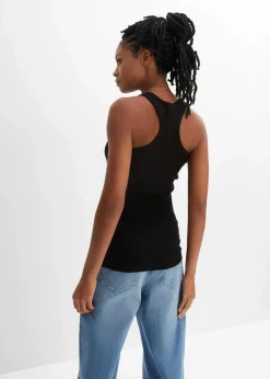 bonprix Unterhemden|Basics^2er-Pack Ripp-Tanktop schwarz + grau meliert