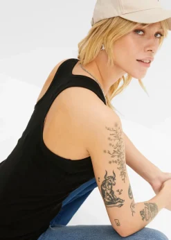 bonprix Nachhaltigere Materialien|Shirts & Tops^2er-Pack Ripp-Tanktop schwarz + weiß