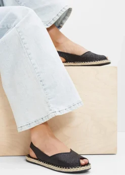 bonprix Schuhe & Accessoires In Spezialgrößen·Elastischer Schaft|Sommerschuhe^Espadrilles schwarz glitzer
