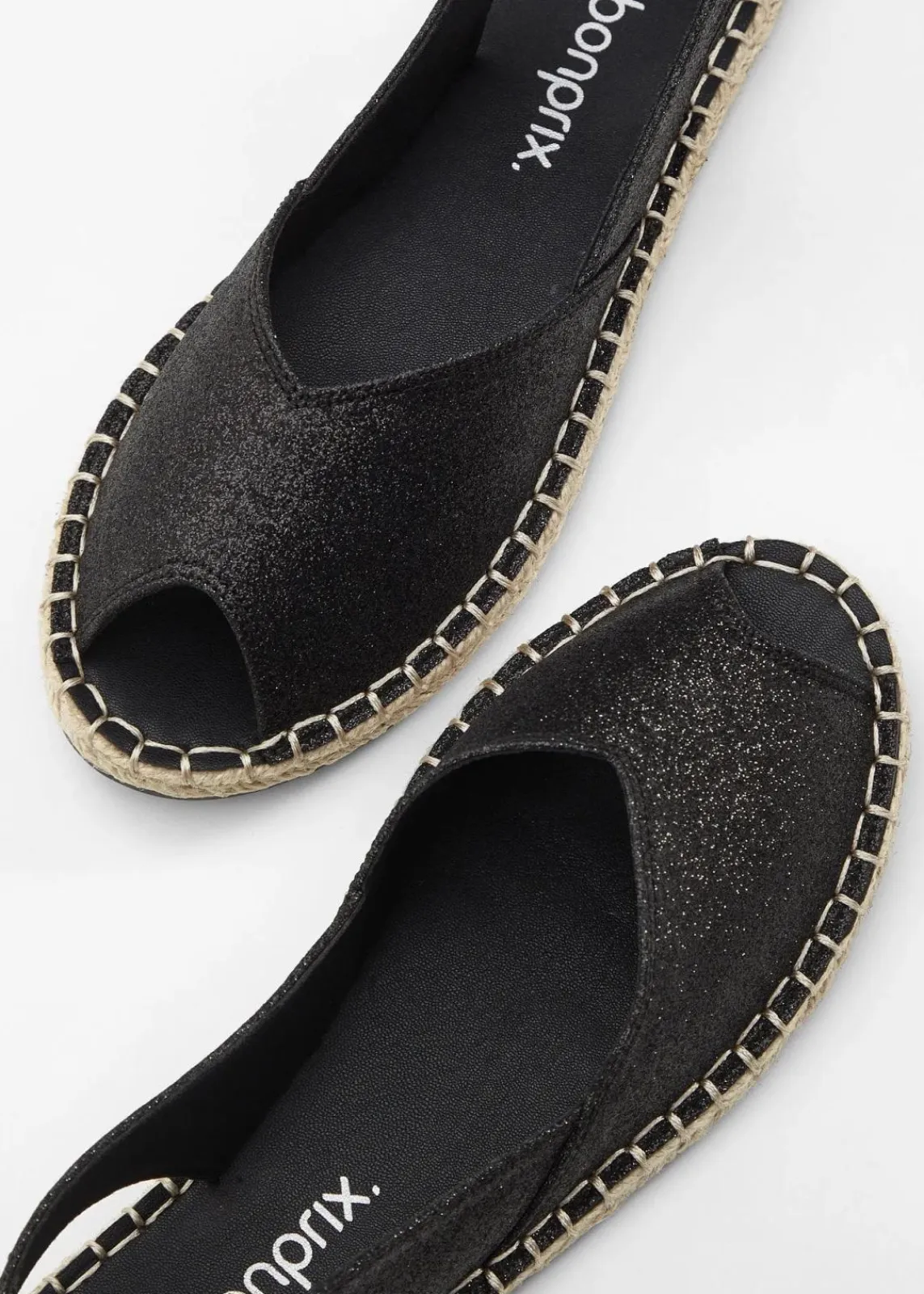 bonprix Schuhe & Accessoires In Spezialgrößen·Elastischer Schaft|Sommerschuhe^Espadrilles schwarz glitzer