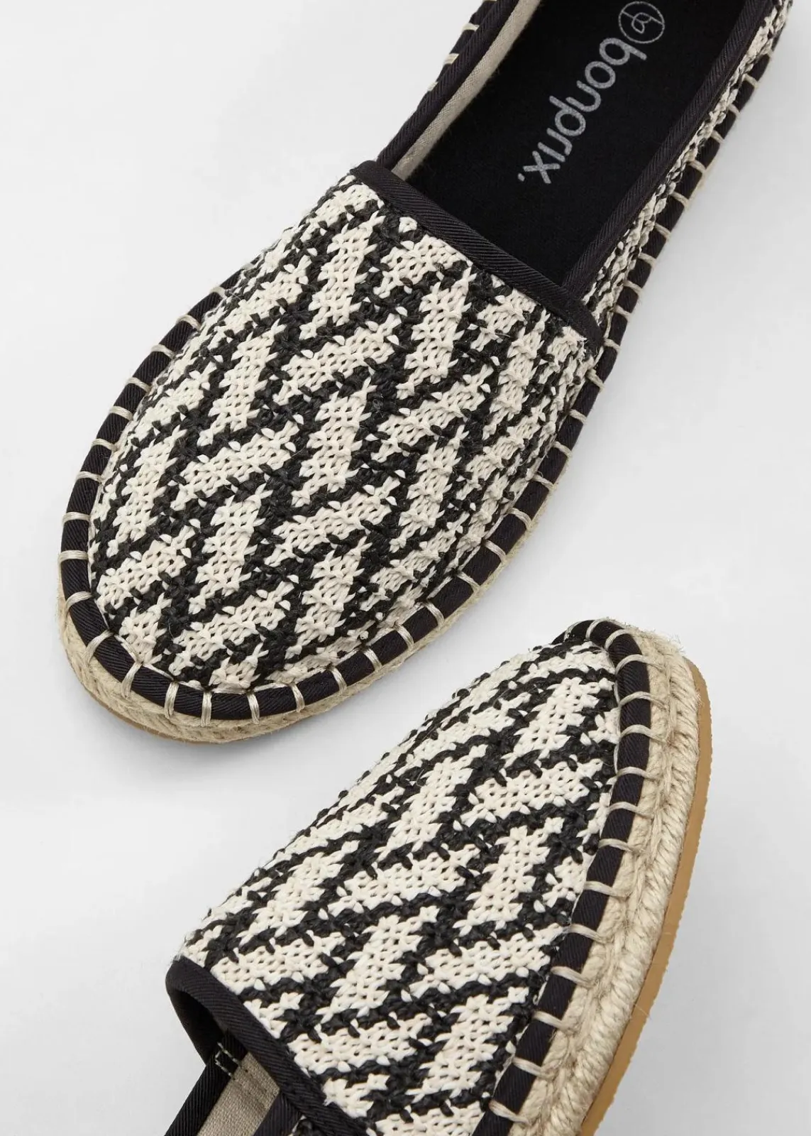 bonprix Strandmode|Slipper & Halbschuhe^Espadrilles in Bast-Optik schwarz/natur