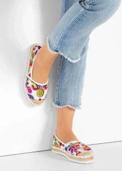bonprix Slipper & Halbschuhe|Sommerschuhe^Espadrilles mit Stickerei weiß bunt