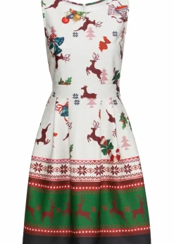 bonprix Kleider^Etuikleid aus fester Scuba-Qualität mit Weihnachtsmotiv beige/grün/rot